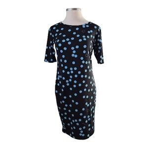 LuLaRoe Black Dress with Blue Polka Dots